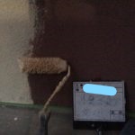 外壁塗装 下塗り施工中